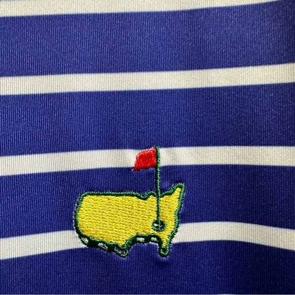 🆕 Masters Tech Golf Polo Royal Blue/ White Striped Sz L Augusta - Picture 4 of 16